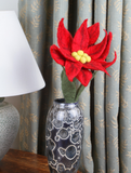 Sustainable Fair Trade Handmade Felted Single Stem Red Poinsettia Flower