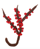 Sustainable Fair Trade Handmade Felted Single Stem Red Brown Winter Berry Stick
