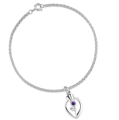 Glenna Jewellery Lovely Scottish Thistle Purple Amethyst Bracelet Bangle