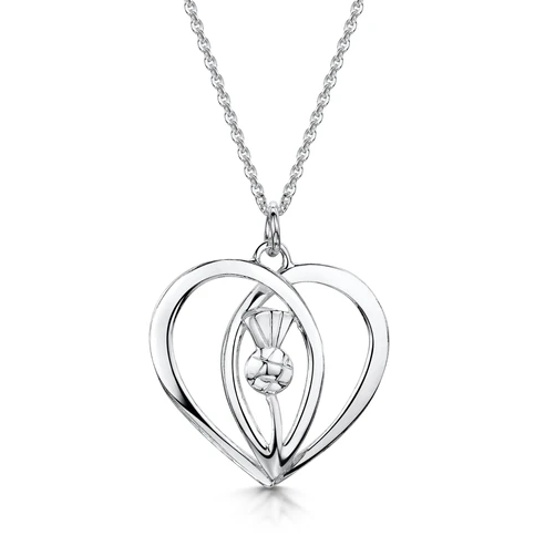 Glenna Jewellery Lovely Scottish Long Thistle Heart Necklace Pendant