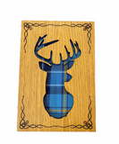 Arcaro Art Tartan Scottish Stag Mountable Hanging Oak Wooden Wall Plaque