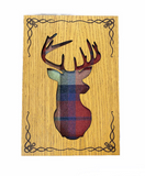 Arcaro Art Tartan Scottish Stag Mountable Hanging Oak Wooden Wall Plaque
