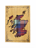Arcaro Art Tartan Scotland Map Mountable Hanging Oak Wooden Wall Plaque