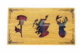 Arcaro Art Tartan Landscape Thistle Scotland Stag Mountable Hanging Oak Wooden Wall Plaque