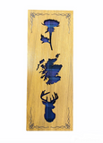 Arcaro Art Tartan Portrait Thistle Scotland Stag Mountable Hanging Oak Wooden Wall Plaque