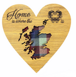 Arcaro Art Tartan Scotland Home Is Where The Heart Is Mountable Hanging Oak Wooden Wall Plaque