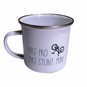 "Part Pro Part Stunt Biker" Scottish Enamel 12oz Coffee Cup Mug