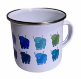 Scottish Rainbow Cow Coo Enamel 12oz Coffee Cup Mug