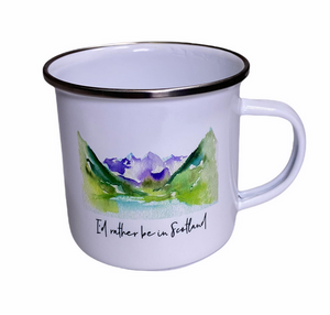 "I'd Rather Be In Scotland" Hills Enamel 12oz Coffee Cup Mug