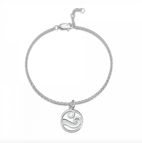 Glenna Jewellery Lovely Scottish Coast Ocean Wave Sterling Silver Bracelet Bangle