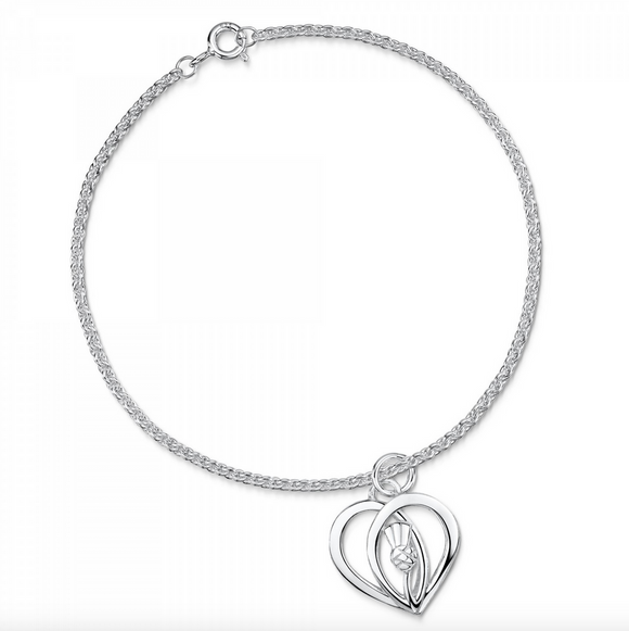 Glenna Jewellery Lovely Scottish Thistle Heart Bracelet Bangle
