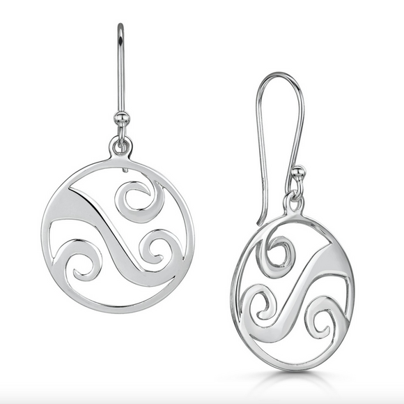 Glenna Jewellery Lovely Scottish Coast Wave Large Sterling Silver Dangle Drop Earrings