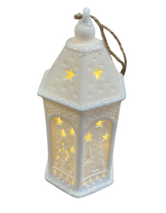 Xmas Glow LED Porcelain Christmas Lantern