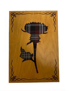 Arcaro Art Tartan Scottish Thistle Mountable Hanging Oak Wooden Wall Plaque