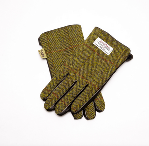 Snowpaw Mens Cosy Chestnut Harris Tweed Herringbone Gloves