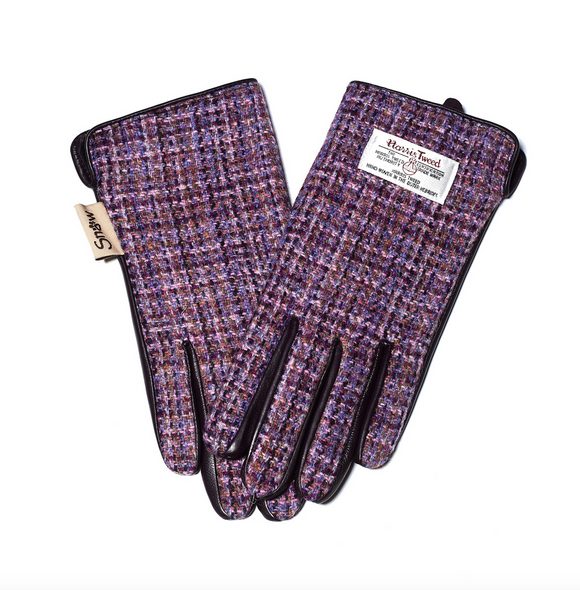 Snowpaw Ladies Cosy Violet Harris Tweed Herringbone Gloves