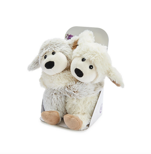 Plush 9 Inch Pair Of Sheep Hugs Duo Soft Lavendar Scented Microwavable Heatable Cuddly Teddy