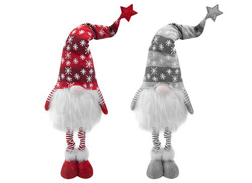 Red Grey 19 Inch Standing Swingtag Christmas Gonk Gnome