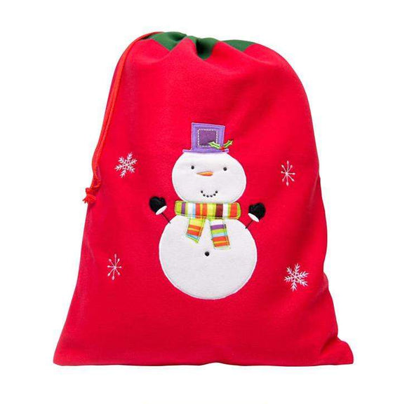 Deluxe Plush Red Snowman Christmas Present Gift Sack