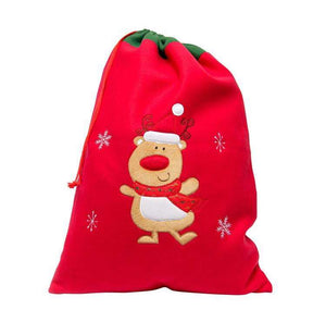 Deluxe Plush Red Reindeer Christmas Present Gift Sack
