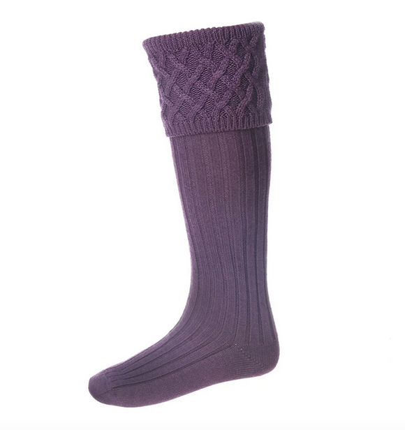 House Of Cheviot Knit Thistle Purple Merino Wool Blend Rannoch Hose Socks Made In Scotland