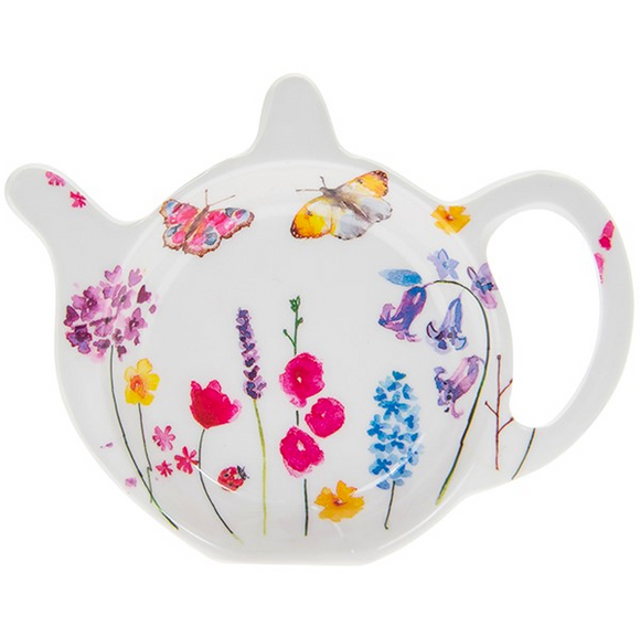 Lovely Butterfly Garden Colourful White Melamine Tea Bag Tidy