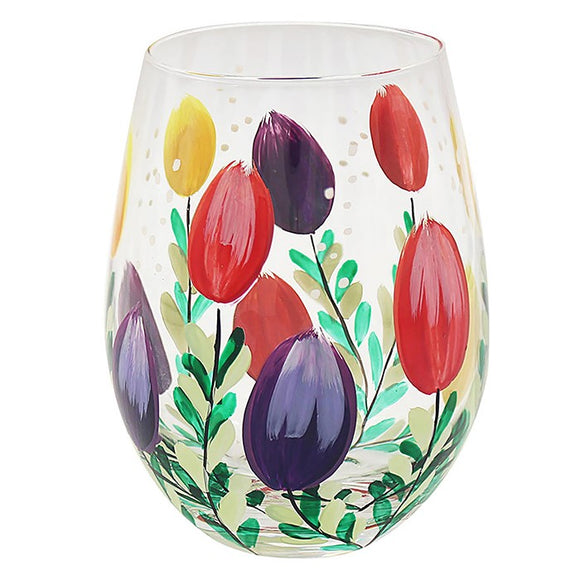 Tulip Flower Stemless Gin Glass Tumbler