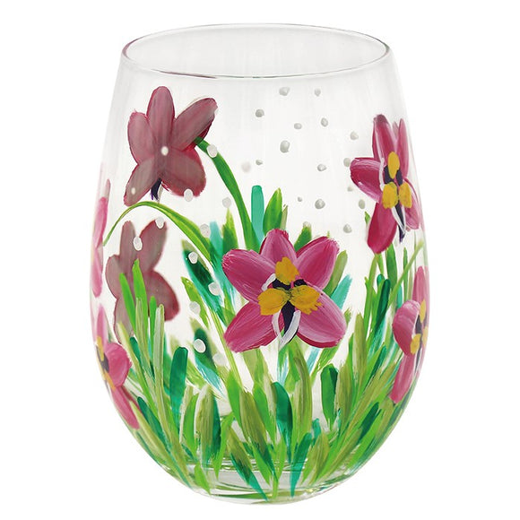 Pink Orchid Flower Stemless Gin Glass Tumbler