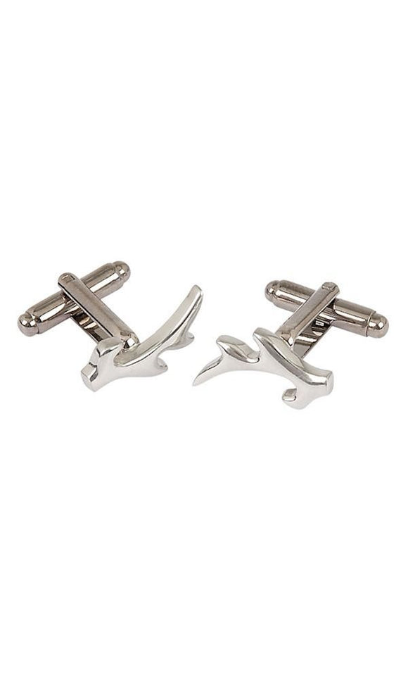 Highly Polished Chrome Pewter Single Stag Antler Cufflinks