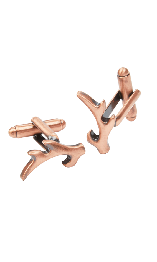 Matte Copper Stag Antler Cufflinks