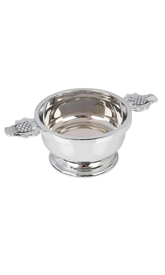 4 Inch Chrome Plated Traditional Scottish Thistle Toasting Celebration Quaich