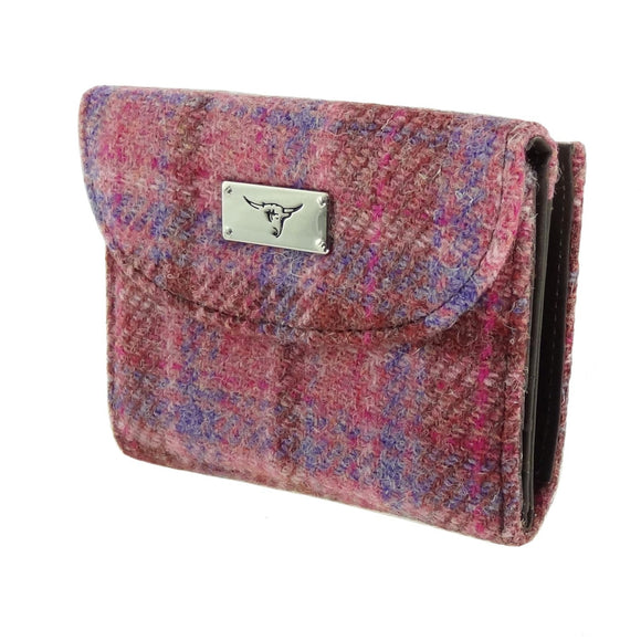Glen Appin Of Scotland Pink Tartan Check Harris Tweed Jura Short Ladies Purse Wallet