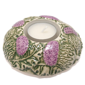 JS Ceramics Traditional Scottish Thistle Candle Tealight Holder Cup