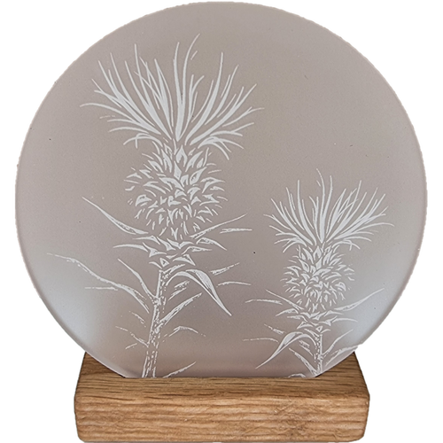 LT Creations Engraved Scottish Thistle Design Round Tealight Holder With Whisky Barrel Stand