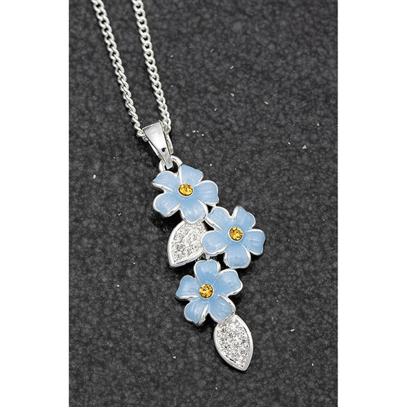 Equilibrium Silver Plated Forget-Me-Not Cascade Necklace Pendant