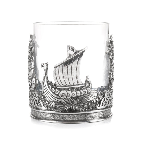 Stunning Pewter Viking Whisky Tumbler Glass