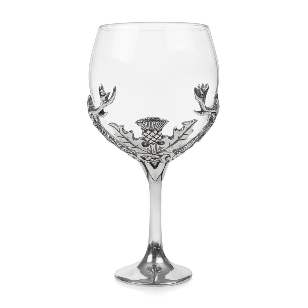 Stunning Pewter Highland Stag & Scottish Thistle Gin Glass Goblet