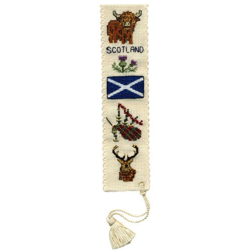 Symbols of Scotland Highland Cow Coo Thistle Bagpipe Stag Flag Counted Bookmark Cross Stitch Kit