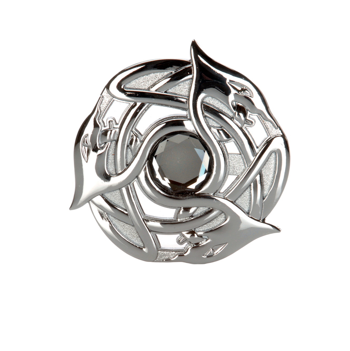 Chrome Serpent Plaid Brooch