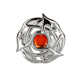 Scottish Celtic Serpent Polished Chrome Plaid Brooch With Coloured Stone Insert
