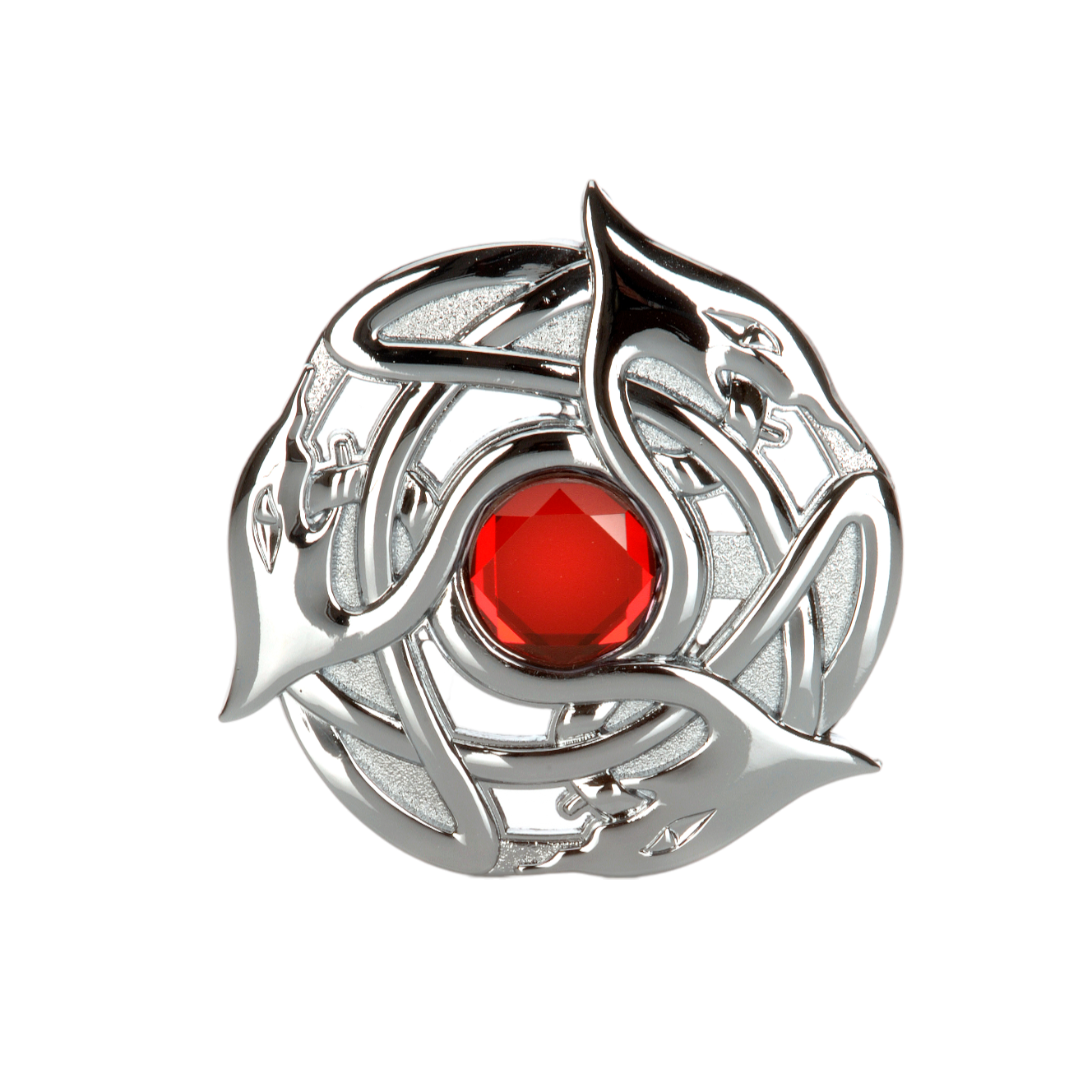 Chrome Serpent Plaid Brooch