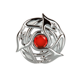 Scottish Celtic Serpent Polished Chrome Plaid Brooch With Coloured Stone Insert