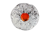 Scottish Celtic Thistle Polished Chrome Plaid Brooch With Coloured Stone Insert