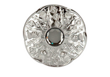 Scottish Celtic Thistle Polished Chrome Plaid Brooch With Coloured Stone Insert