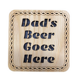Handmade Scottish Wooden Tartan "Dad's Beer Goes Here" Square Coaster - 3 Tartans Available