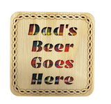 Handmade Scottish Wooden Tartan "Dad's Beer Goes Here" Square Coaster - 3 Tartans Available