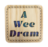 Handmade Scottish Wooden Tartan "A Wee Dram" Square Coaster - 3 Tartans Available