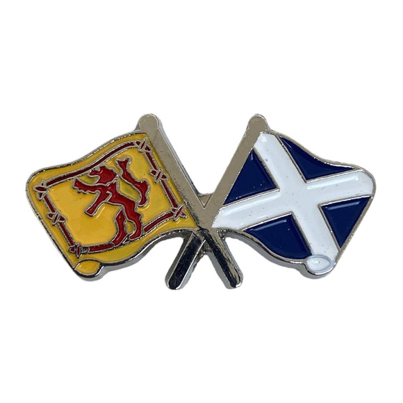 Waving Scottish Blue Saltire Yellow Lion Rampant Flags Epoxy Pin Badge