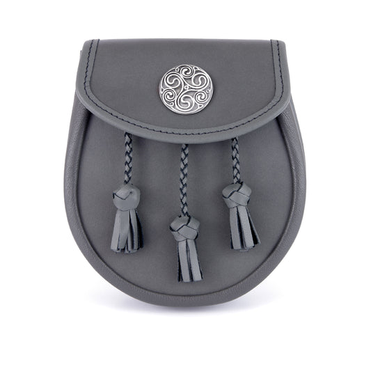 Semi Dress Grey Leather Sporran Celtic Triskell Targe