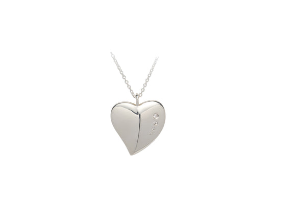 Unique & Co Sterling Silver & Rose Gold Plated Geometric Double Sided Love Heart Necklace